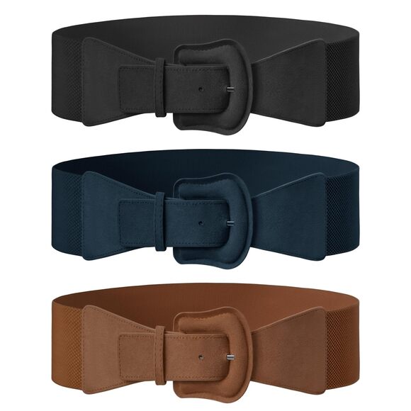 8361 3 Pack Suede Womens Elastic Wide Belts For Dresses Fashion main image 4